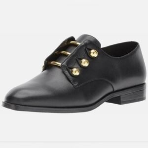 Nine West Jon Black Slip On Loafers with Gold Details Size 7